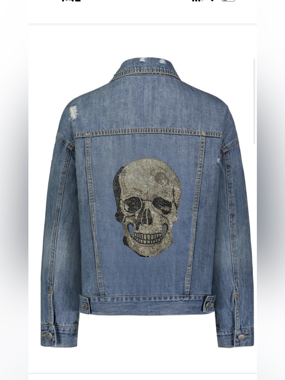 Women’s Hipchik Couture Denim Jacket w: Crystal Sugar Studded Skull Small